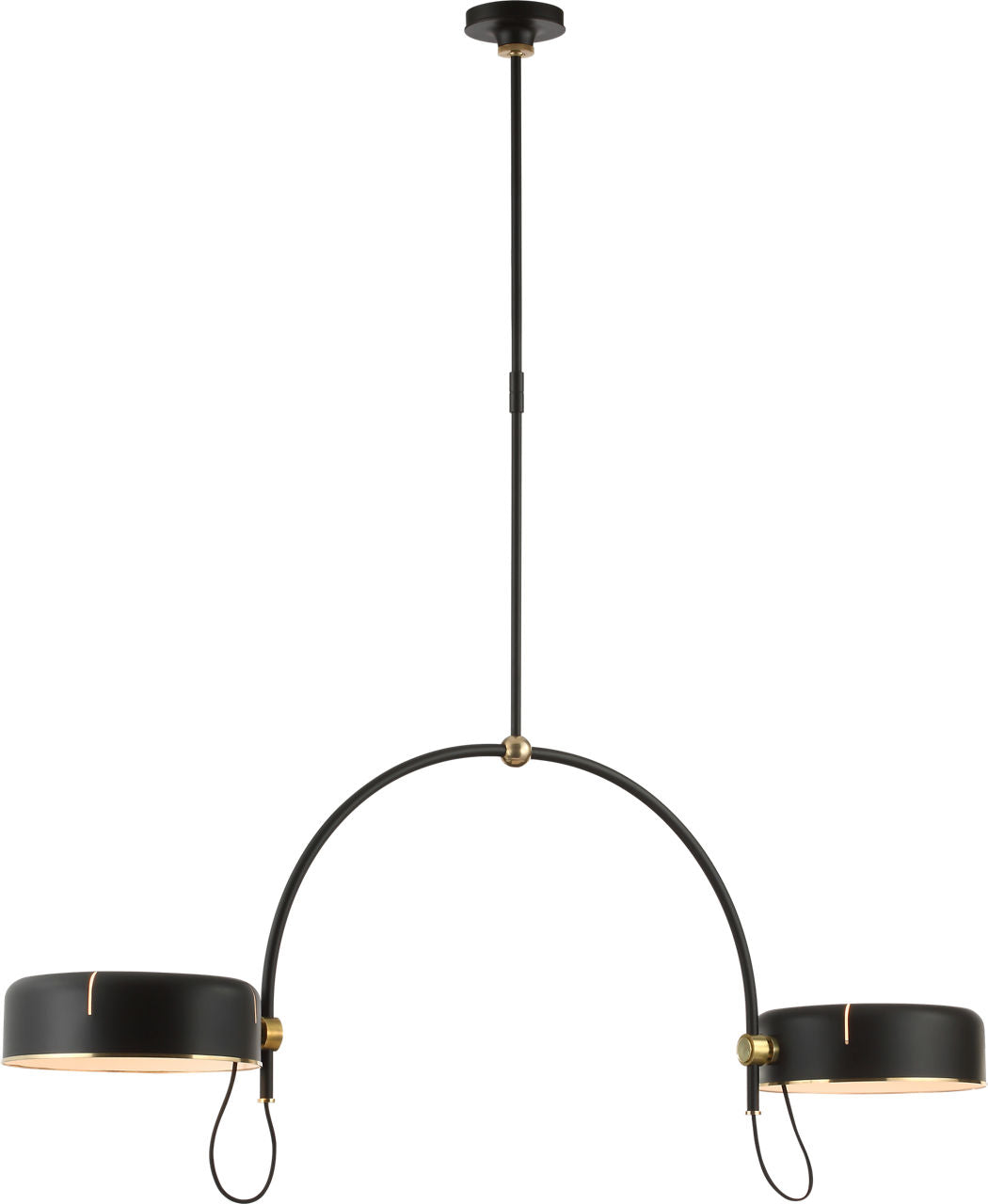 Oso 54" Linear Arched Pendant | Modern Iron and Hand-Rubbed Antique Brass | Modern Iron Shade