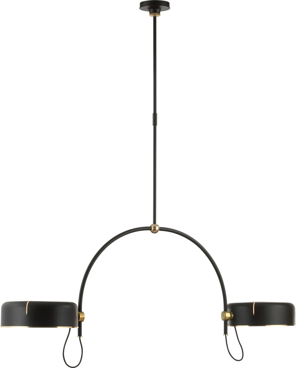 Oso 54" Linear Arched Pendant | Modern Iron and Hand-Rubbed Antique Brass | Modern Iron Shade