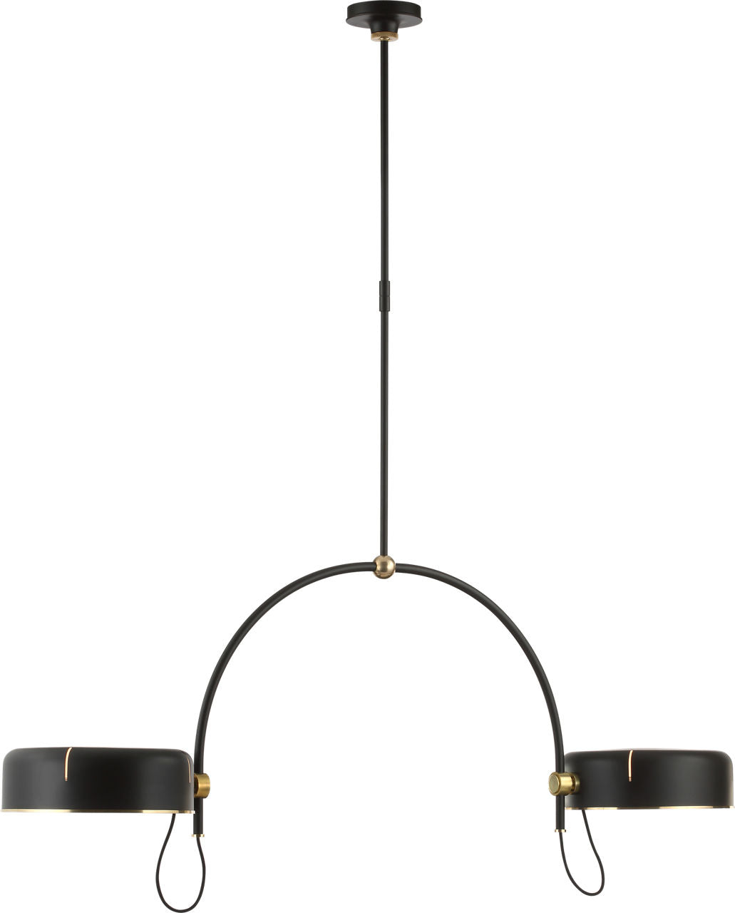 Oso 54" Linear Arched Pendant | Modern Iron and Hand-Rubbed Antique Brass | Modern Iron Shade