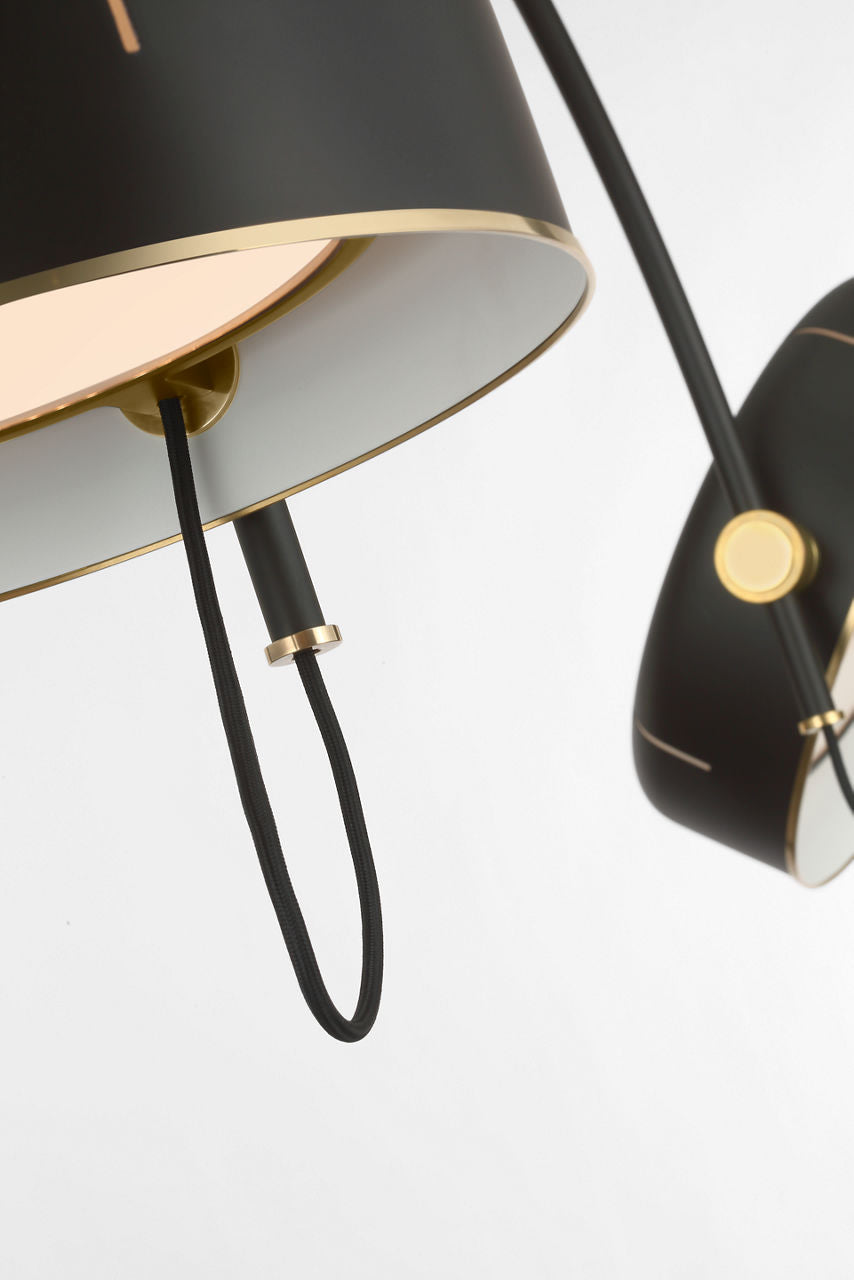 Oso 54" Linear Arched Pendant | Modern Iron and Hand-Rubbed Antique Brass | Modern Iron Shade