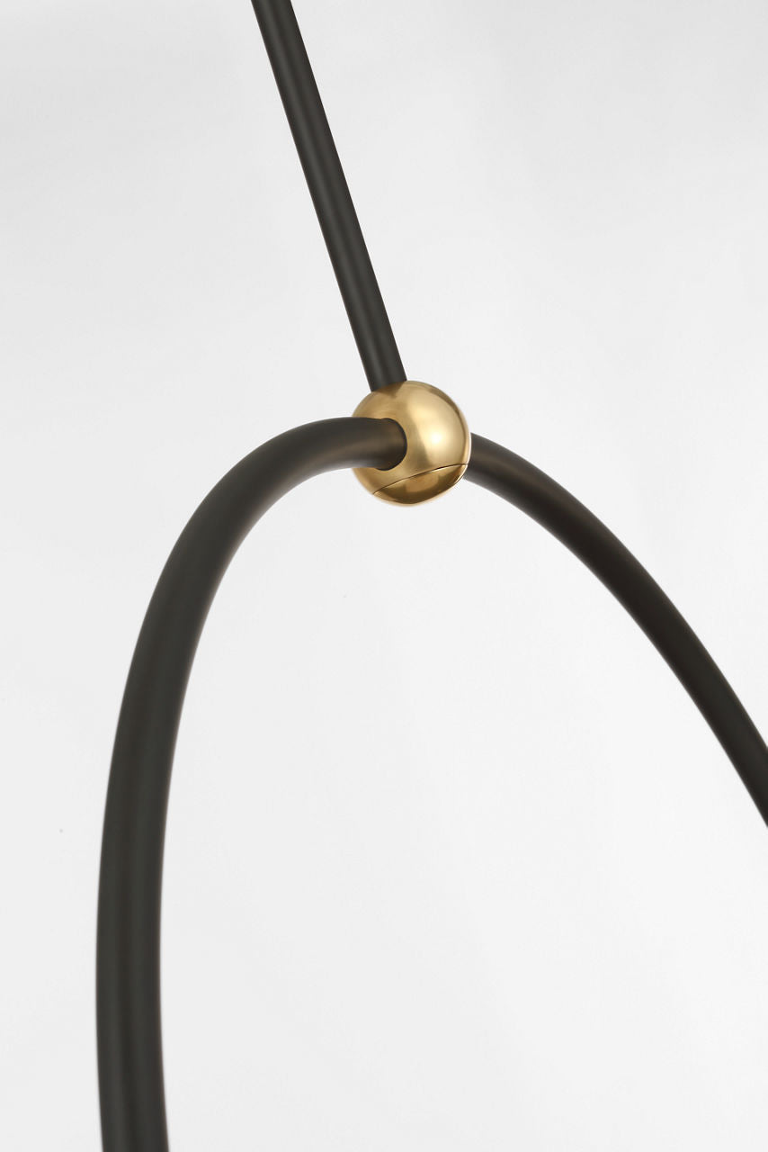 Oso 54" Linear Arched Pendant | Modern Iron and Hand-Rubbed Antique Brass | Modern Iron Shade