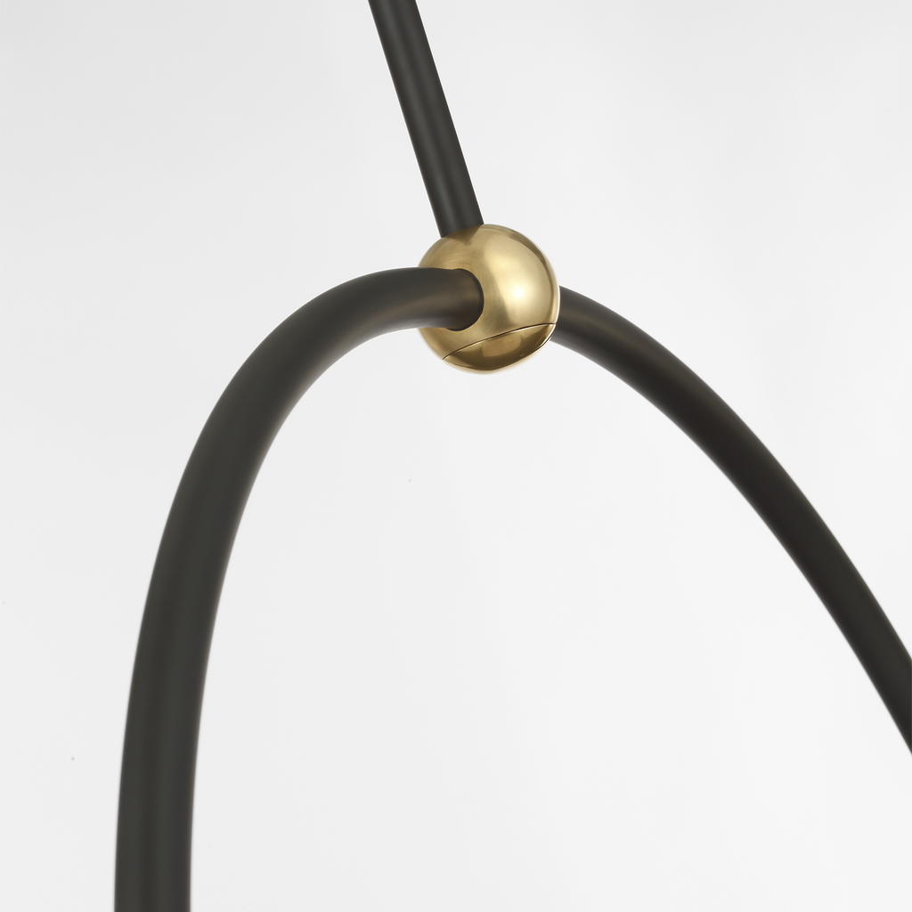 Oso 54" Linear Arched Pendant | Modern Iron and Hand-Rubbed Antique Brass | Modern Iron Shade