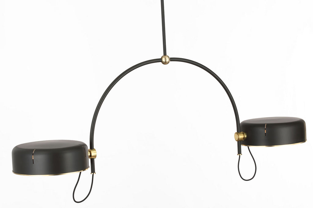 Oso 54" Linear Arched Pendant | Modern Iron and Hand-Rubbed Antique Brass | Modern Iron Shade
