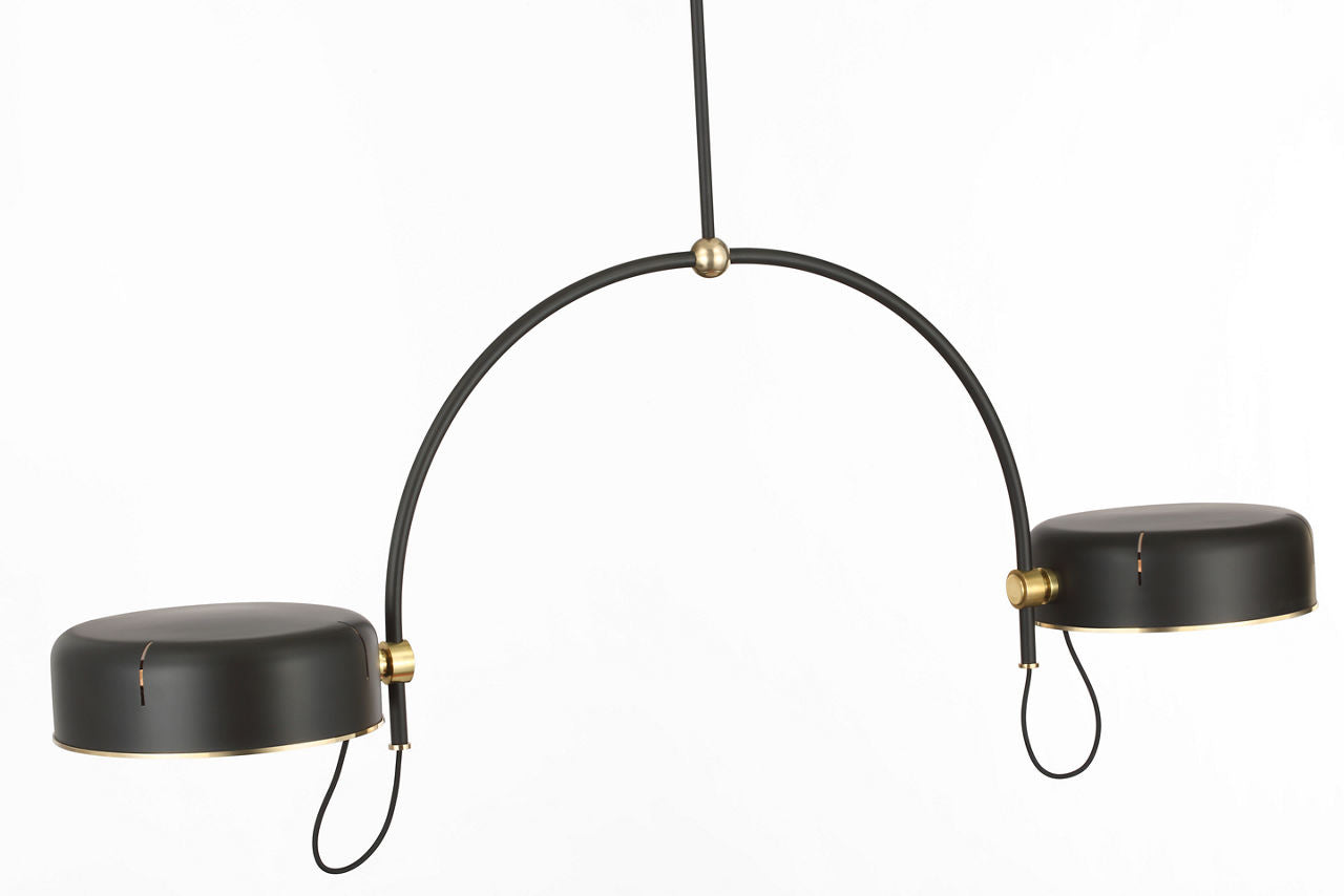 Oso 54" Linear Arched Pendant | Modern Iron and Hand-Rubbed Antique Brass | Modern Iron Shade