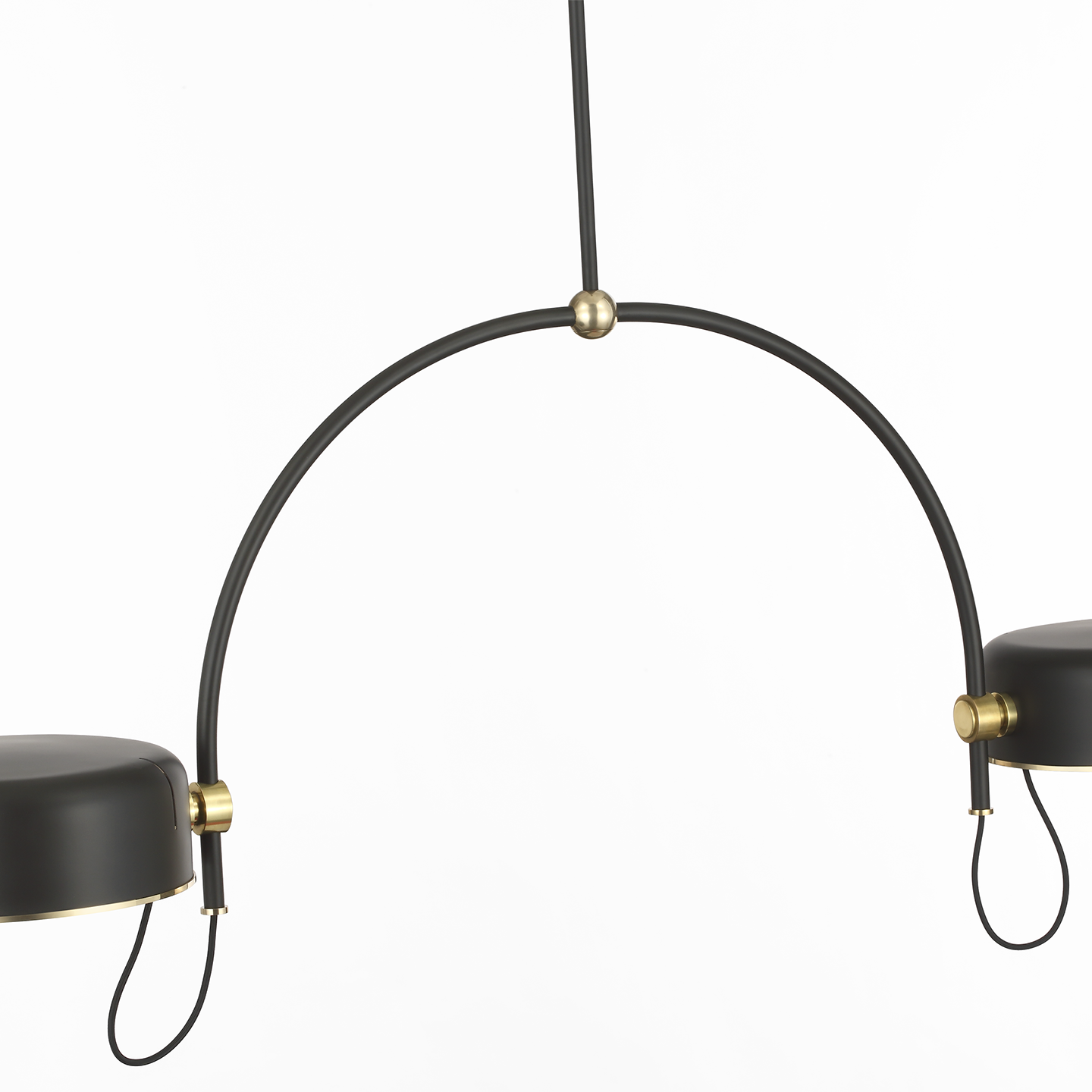 Oso 54" Linear Arched Pendant | Modern Iron and Hand-Rubbed Antique Brass | Modern Iron Shade