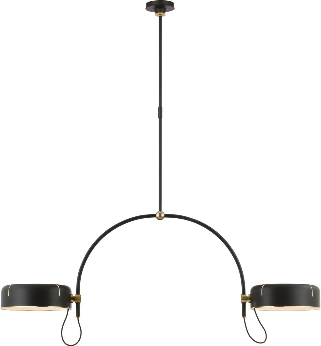 Oso 54" Linear Arched Pendant | Modern Iron and Hand-Rubbed Antique Brass | Modern Iron Shade