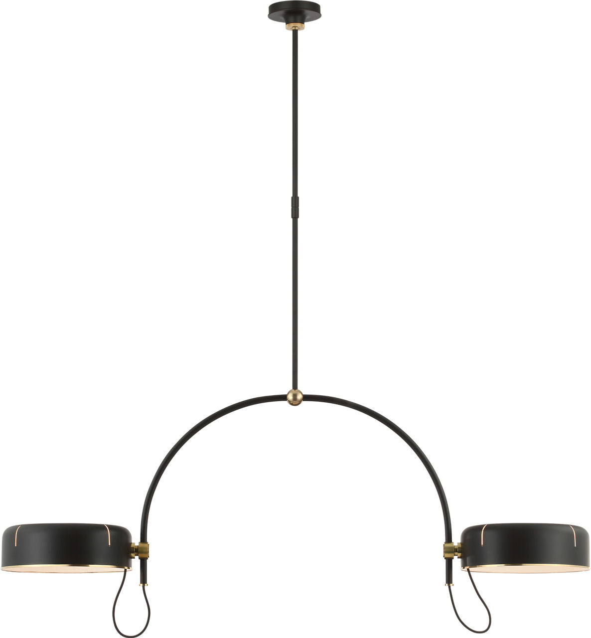 Oso 54" Linear Arched Pendant | Modern Iron and Hand-Rubbed Antique Brass | Modern Iron Shade