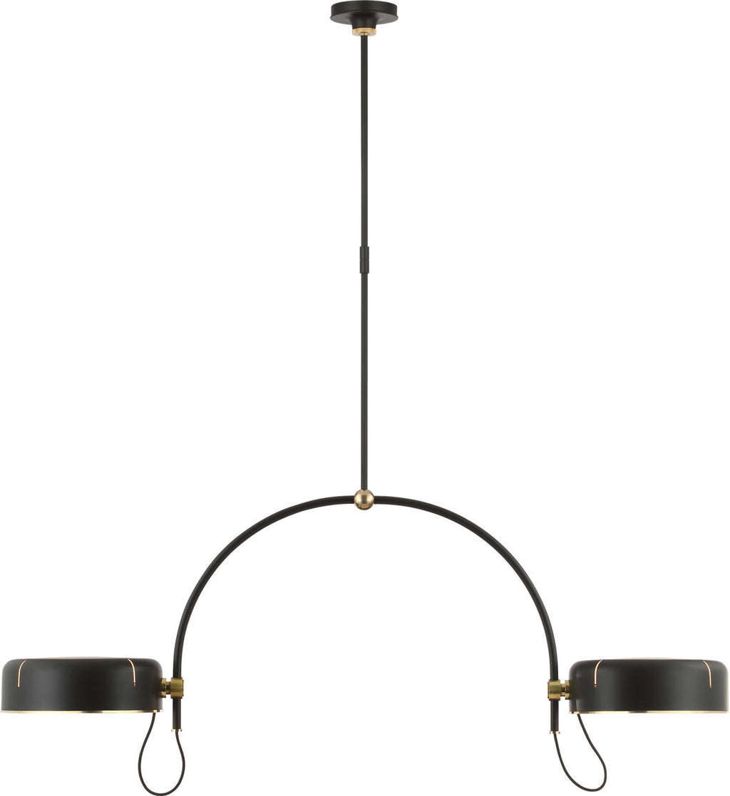Oso 54" Linear Arched Pendant | Modern Iron and Hand-Rubbed Antique Brass | Modern Iron Shade
