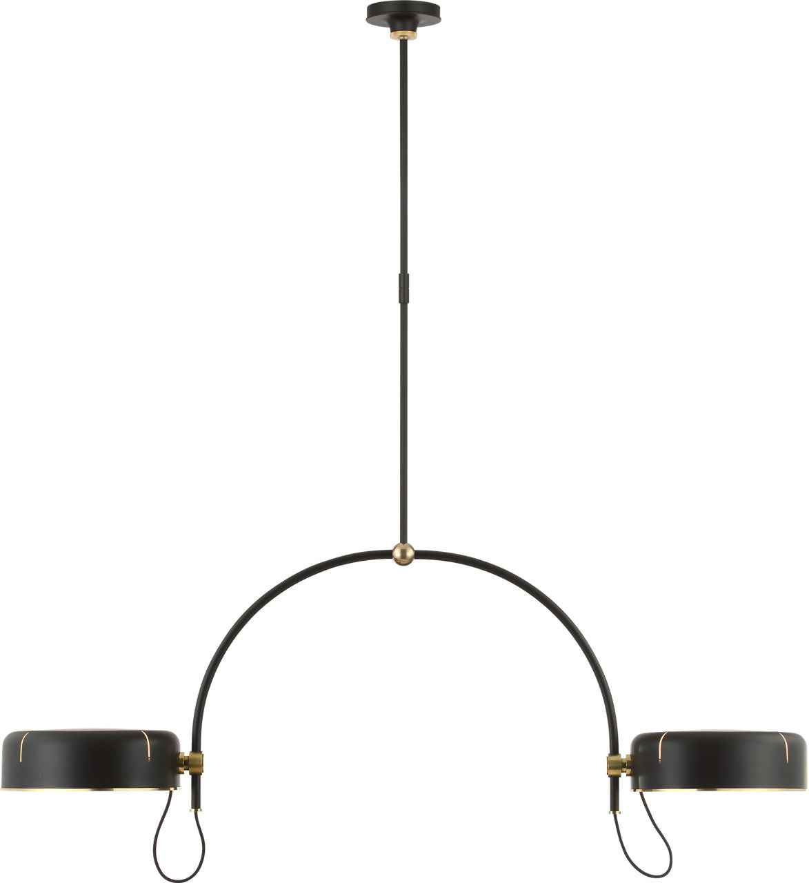 Oso 54" Linear Arched Pendant | Modern Iron and Hand-Rubbed Antique Brass | Modern Iron Shade