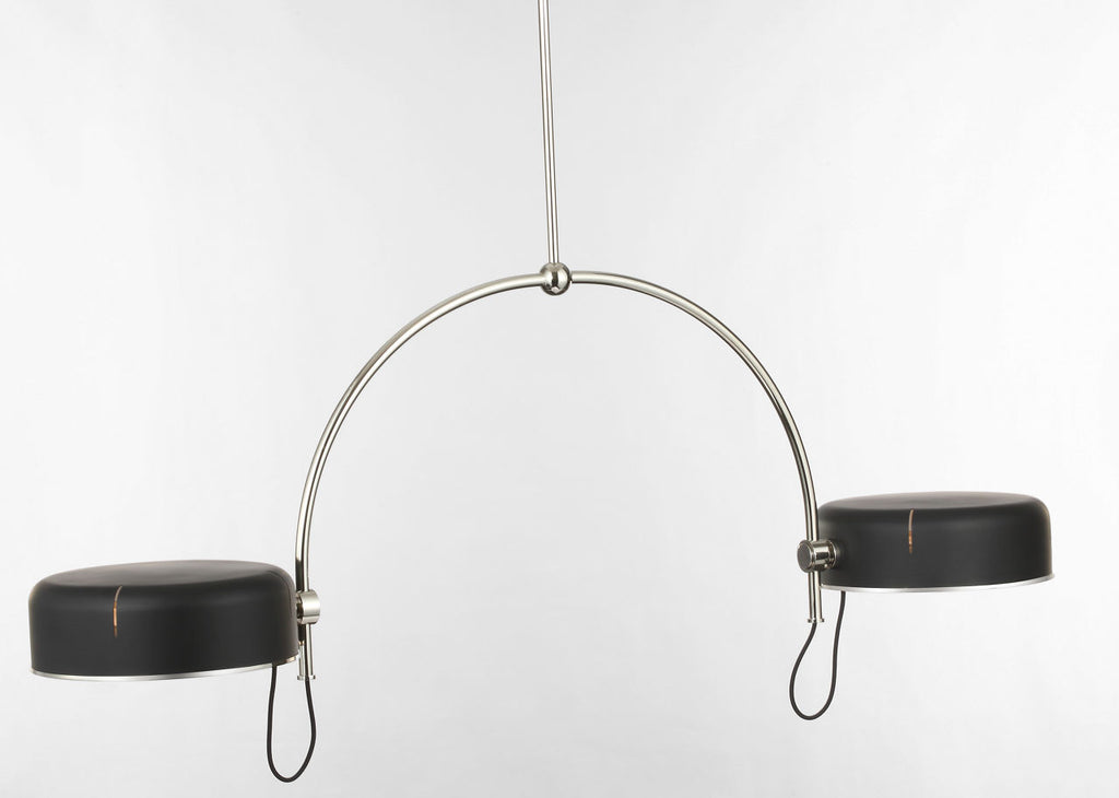 Oso 54" Linear Arched Pendant | Polished Nickel | Matte Black Shade