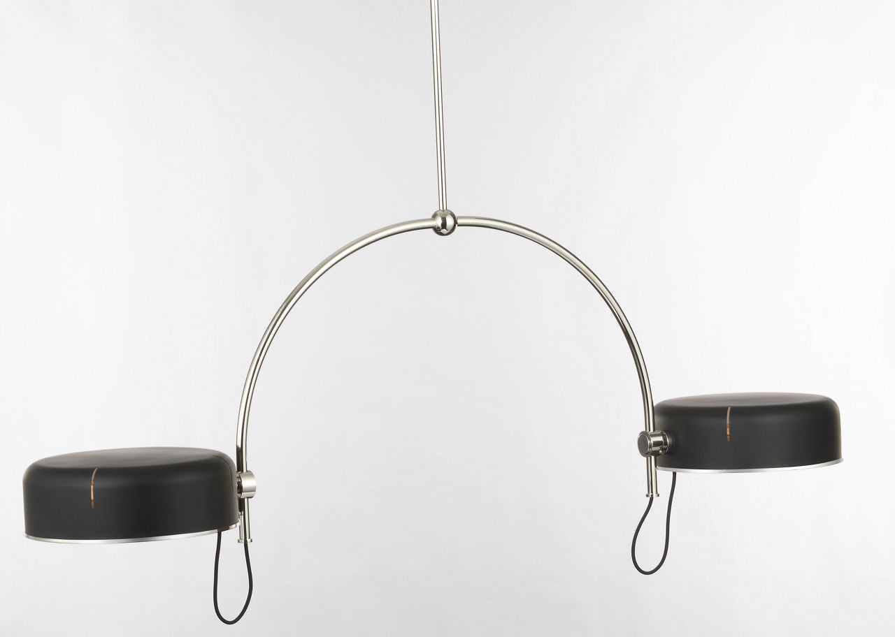 Oso 54" Linear Arched Pendant | Polished Nickel | Matte Black Shade