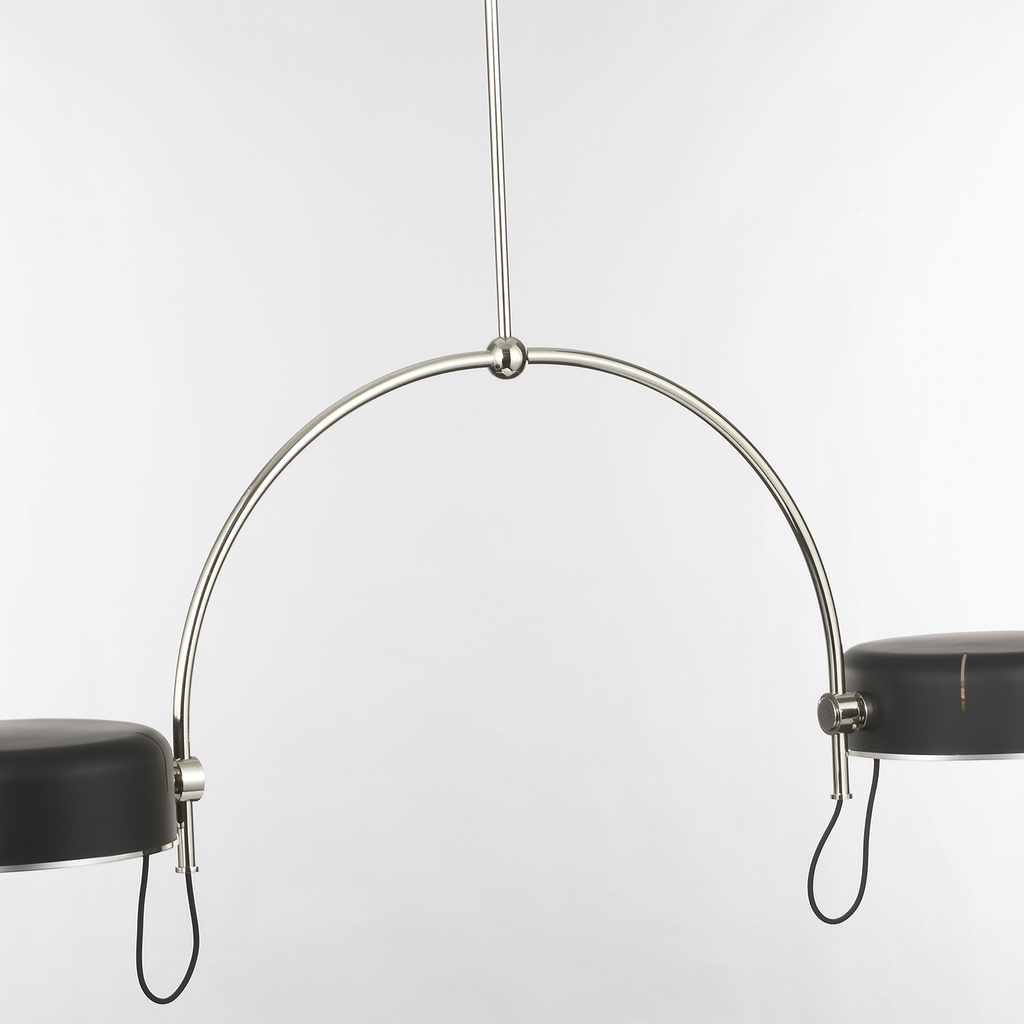 Oso 54" Linear Arched Pendant | Polished Nickel | Matte Black Shade