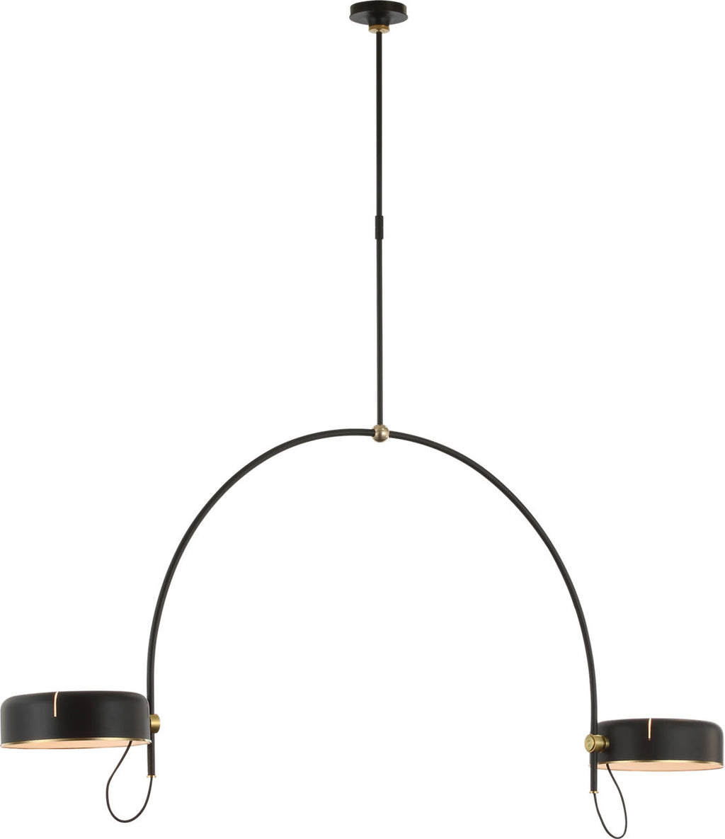 Oso 72" Linear Arched Pendant | Modern Iron and Hand-Rubbed Antique Brass | Modern Iron Shade