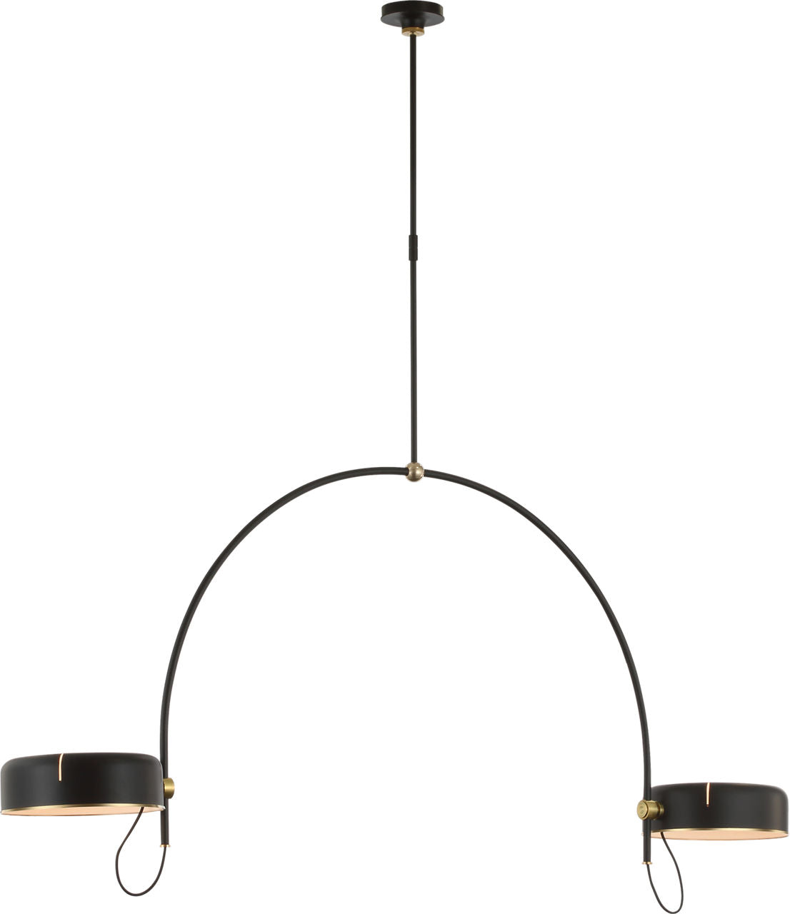 Oso 72" Linear Arched Pendant | Modern Iron and Hand-Rubbed Antique Brass | Modern Iron Shade