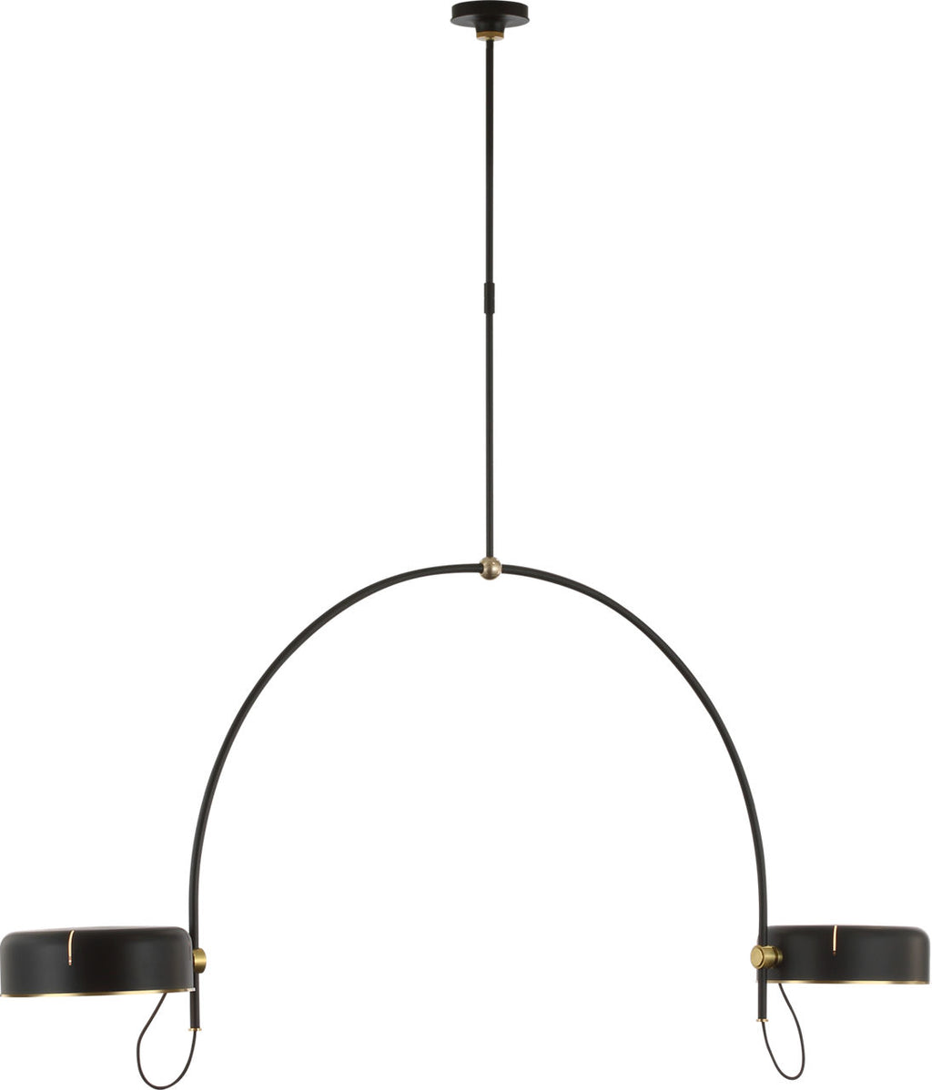 Oso 72" Linear Arched Pendant | Modern Iron and Hand-Rubbed Antique Brass | Modern Iron Shade