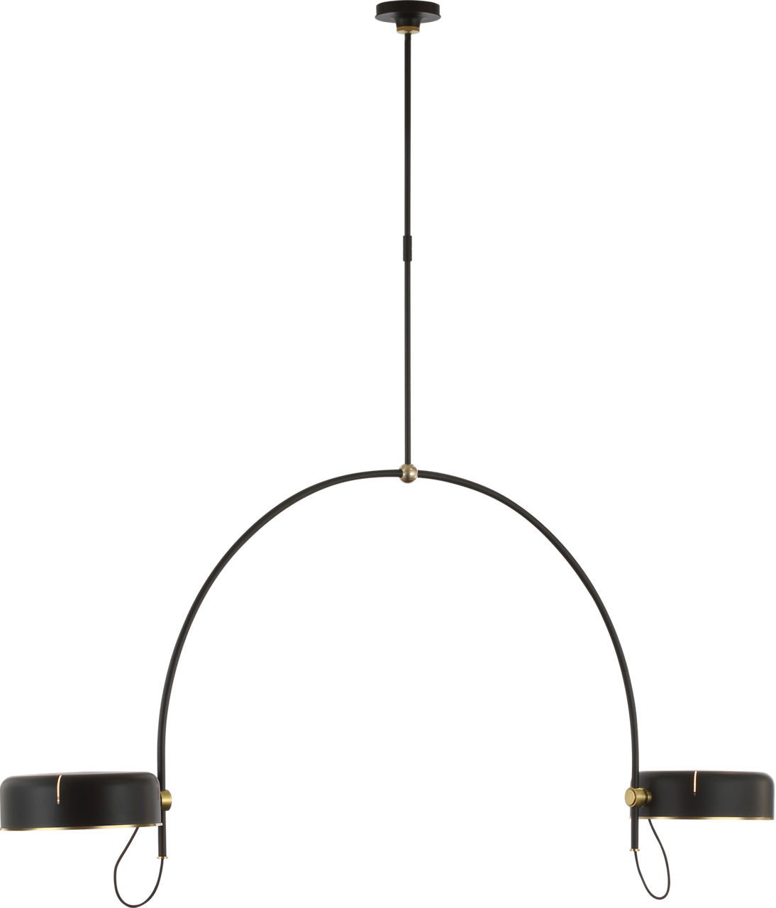 Oso 72" Linear Arched Pendant | Modern Iron and Hand-Rubbed Antique Brass | Modern Iron Shade