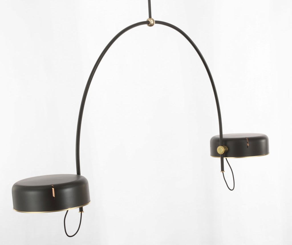Oso 72" Linear Arched Pendant | Modern Iron and Hand-Rubbed Antique Brass | Modern Iron Shade