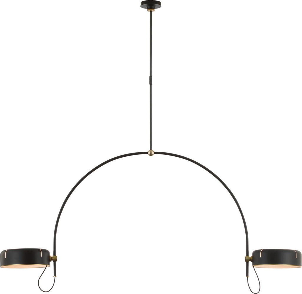 Oso 72" Linear Arched Pendant | Modern Iron and Hand-Rubbed Antique Brass | Modern Iron Shade
