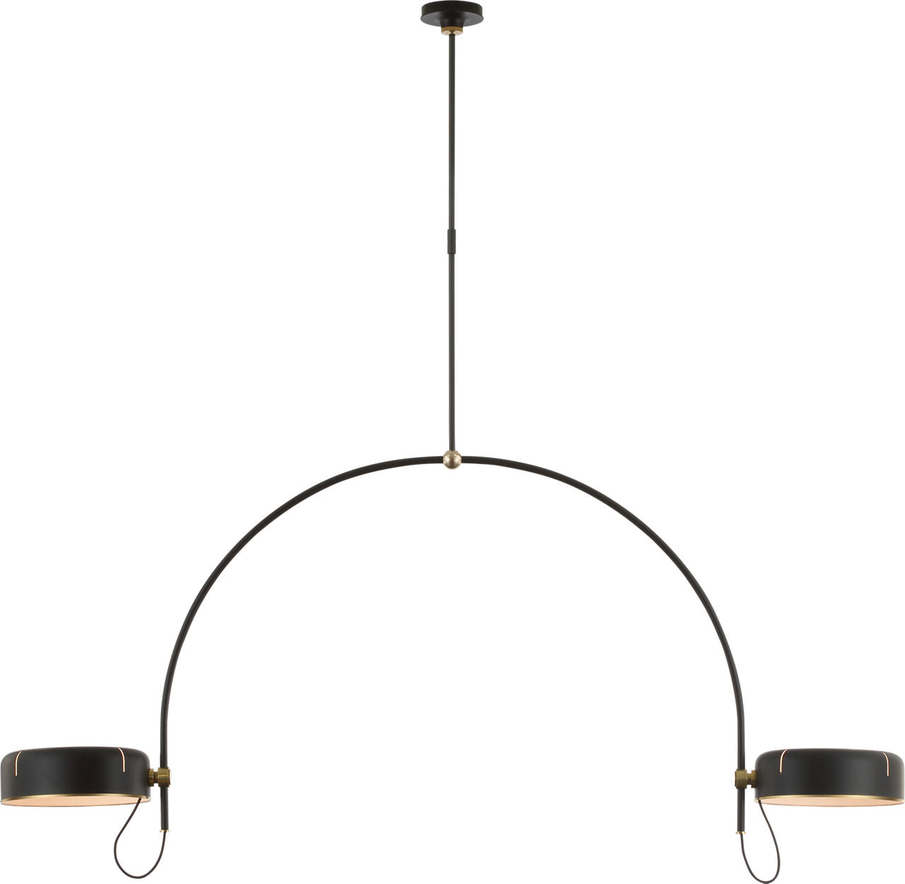 Oso 72" Linear Arched Pendant | Modern Iron and Hand-Rubbed Antique Brass | Modern Iron Shade