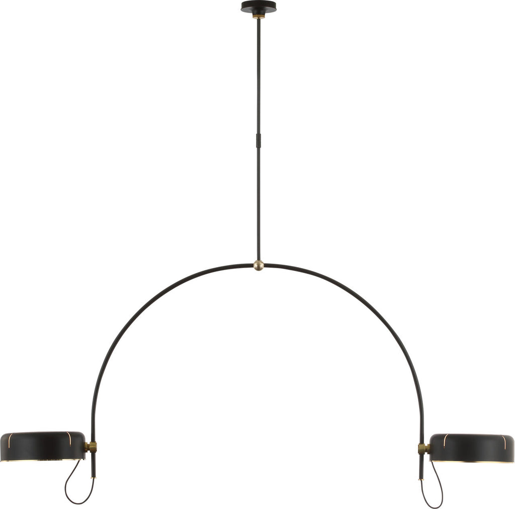 Oso 72" Linear Arched Pendant | Modern Iron and Hand-Rubbed Antique Brass | Modern Iron Shade