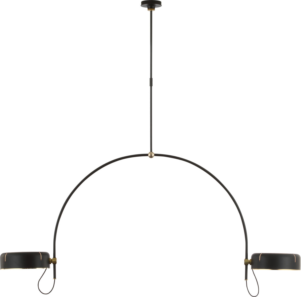 Oso 72" Linear Arched Pendant | Modern Iron and Hand-Rubbed Antique Brass | Modern Iron Shade