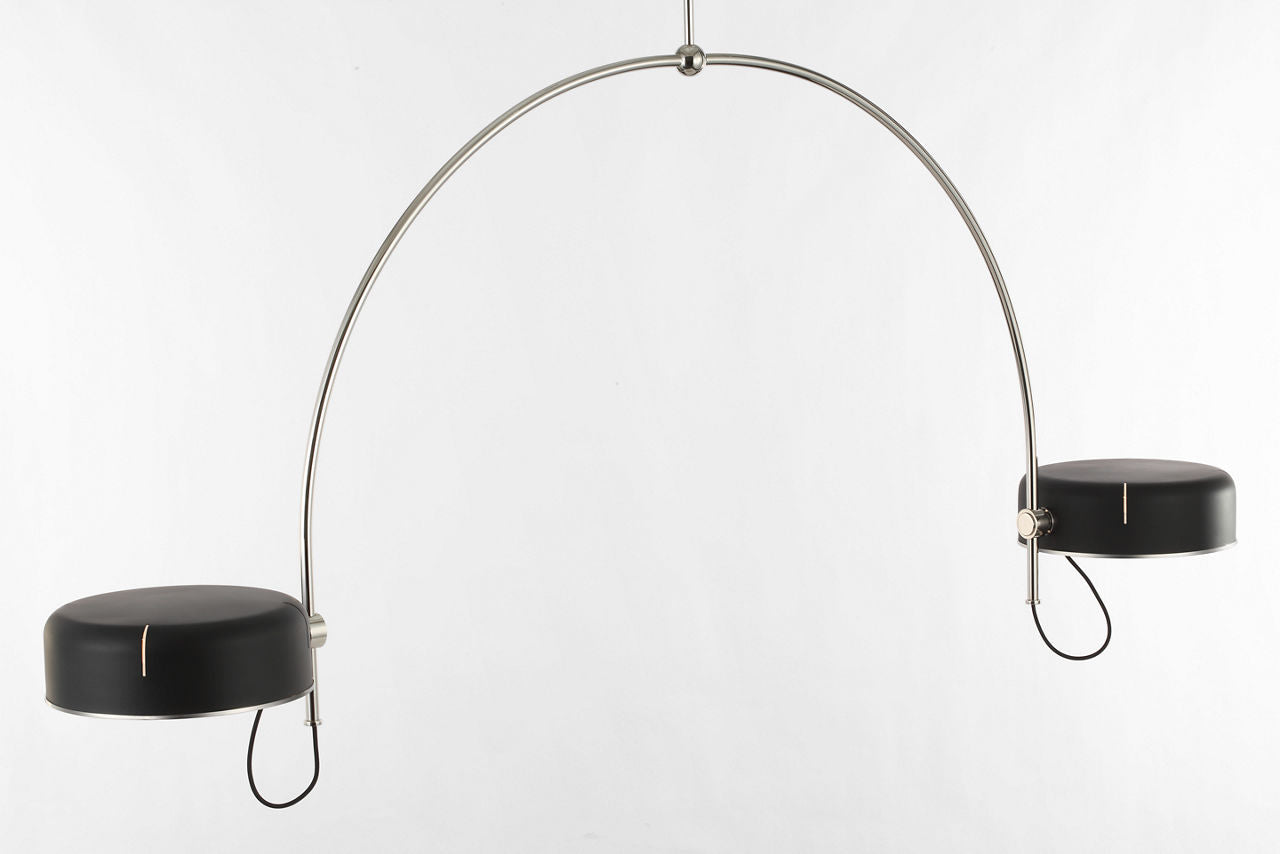 Oso 72" Linear Arched Pendant | Polished Nickel | Matte Black Shade