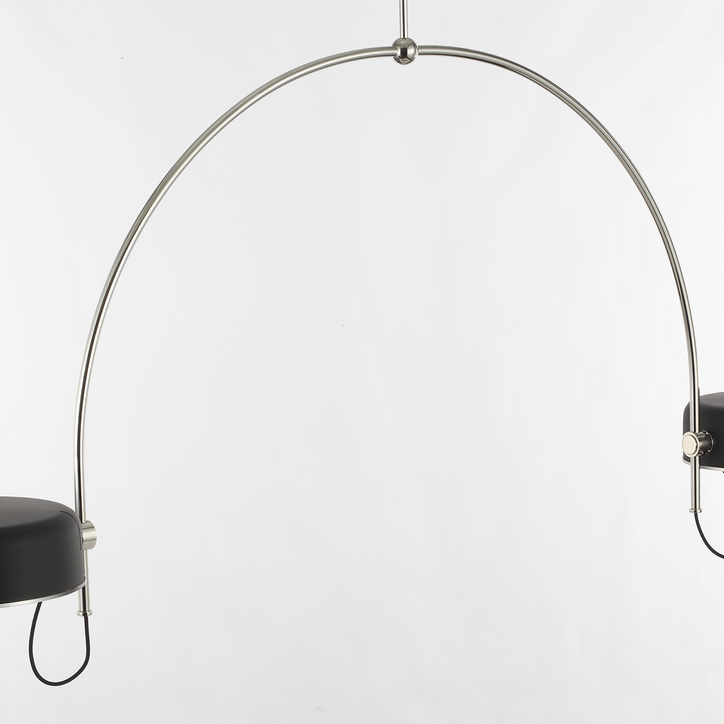 Oso 72" Linear Arched Pendant | Polished Nickel | Matte Black Shade