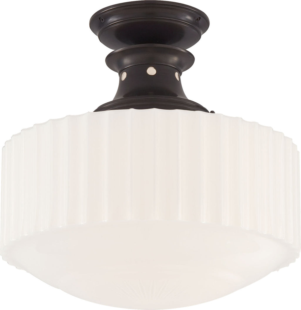 Milton Road Flush Mount | Bronze | White Glass