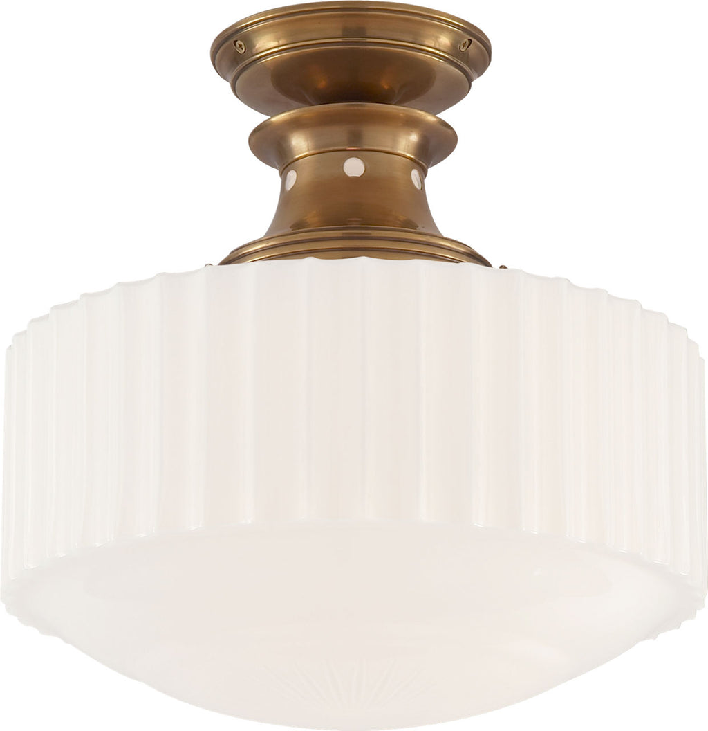 Milton Road Flush Mount | Hand-Rubbed Antique Brass | White Glass