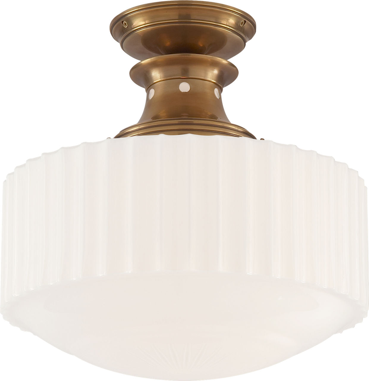 Milton Road Flush Mount | Hand-Rubbed Antique Brass | White Glass