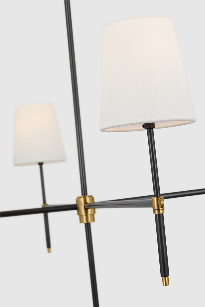 Bryant Extra Large Chandelier | Bronze and Hand-Rubbed Antique Brass | Linen Shades