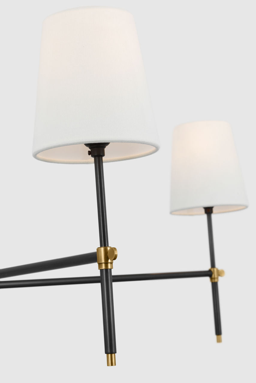 Bryant Extra Large Chandelier | Bronze and Hand-Rubbed Antique Brass | Linen Shades