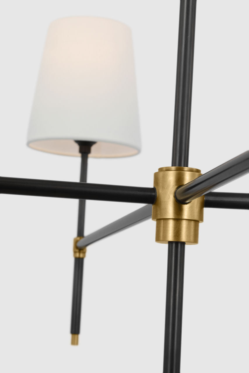 Bryant Extra Large Chandelier | Bronze and Hand-Rubbed Antique Brass | Linen Shades