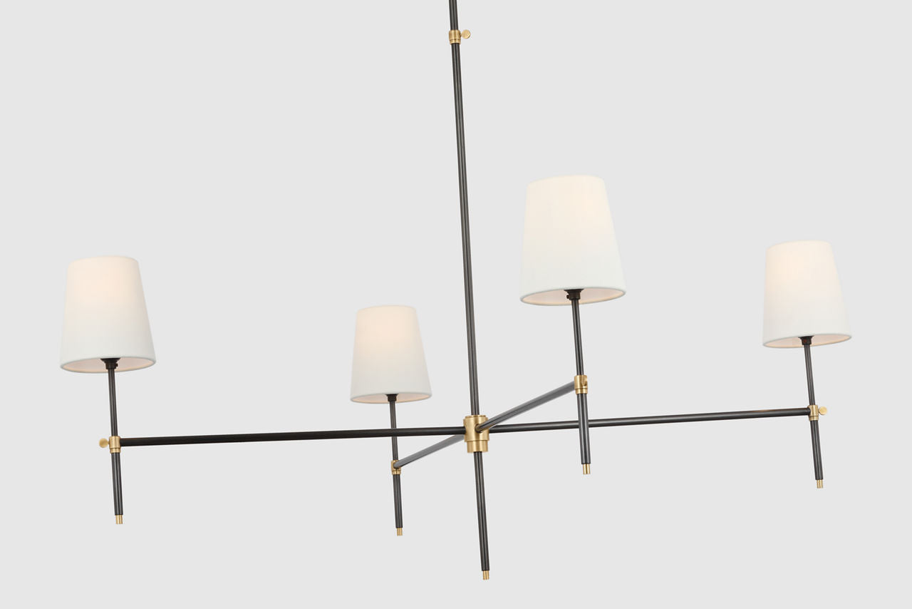 Bryant Extra Large Chandelier | Bronze and Hand-Rubbed Antique Brass | Linen Shades