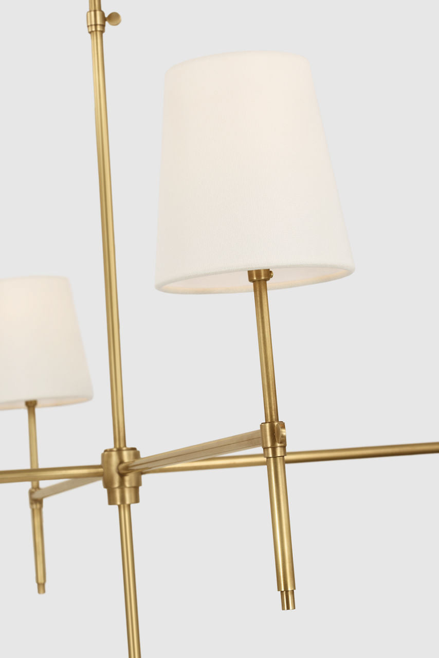 Bryant Extra Large Chandelier | Hand-Rubbed Antique Brass | Linen Shades