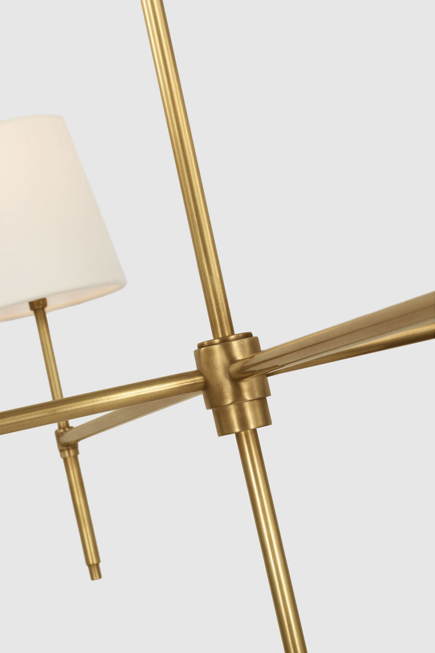 Bryant Extra Large Chandelier | Hand-Rubbed Antique Brass | Linen Shades