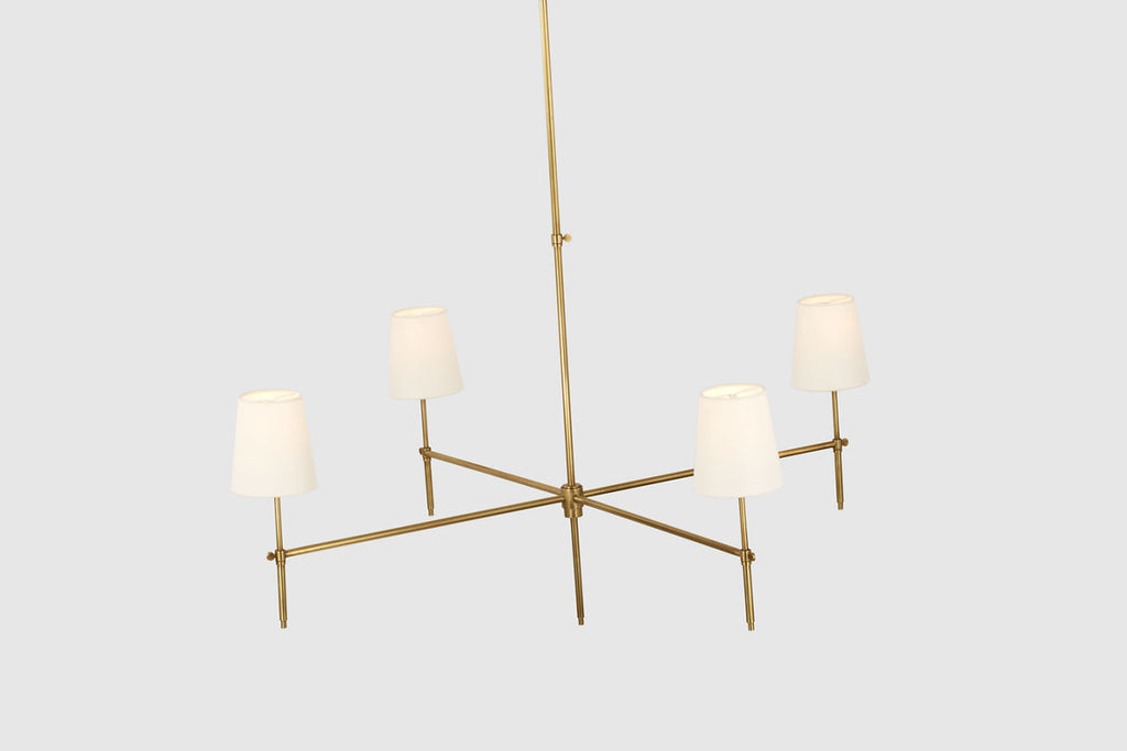 Bryant Extra Large Chandelier | Hand-Rubbed Antique Brass | Linen Shades