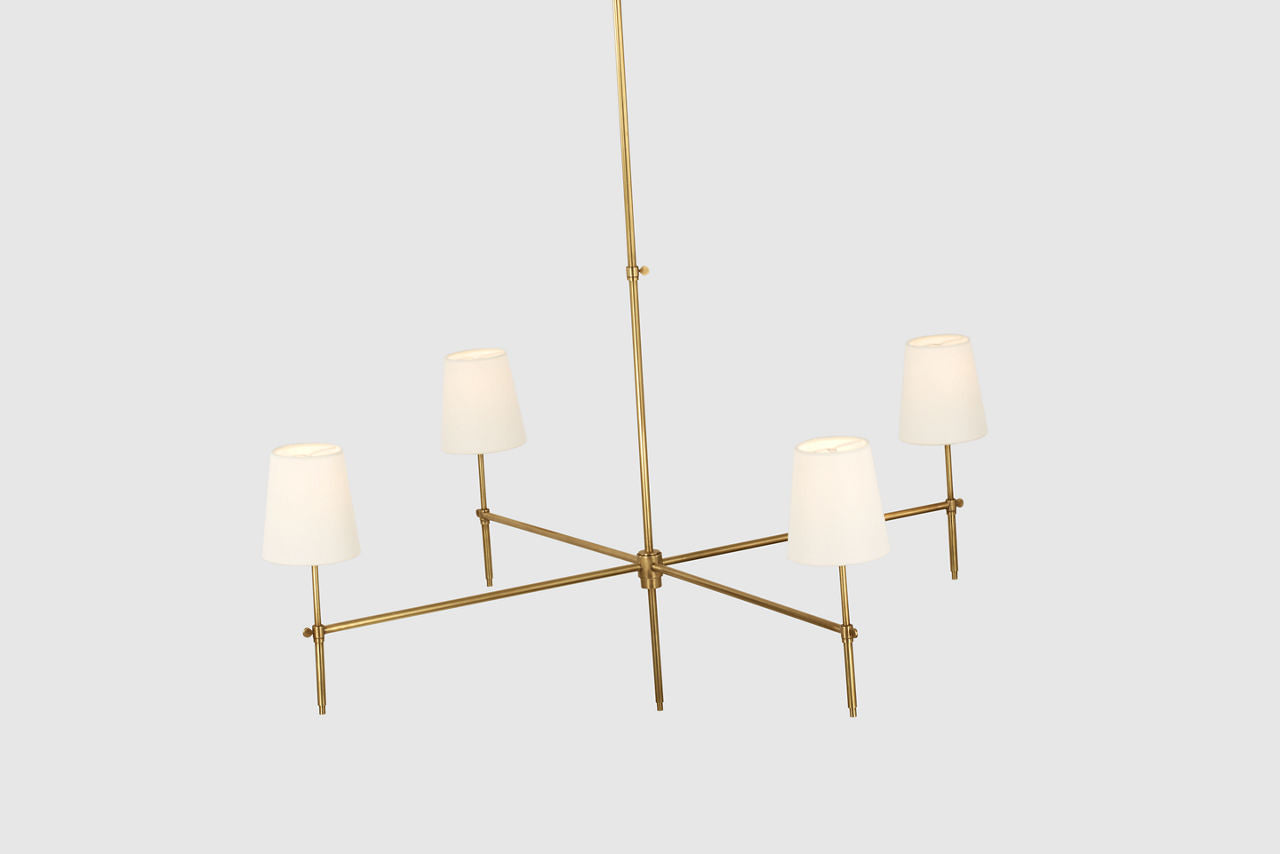 Bryant Extra Large Chandelier | Hand-Rubbed Antique Brass | Linen Shades