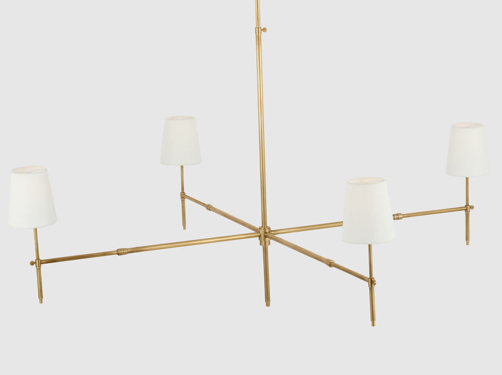 Bryant Grande Chandelier | Hand-Rubbed Antique Brass | Linen Shades