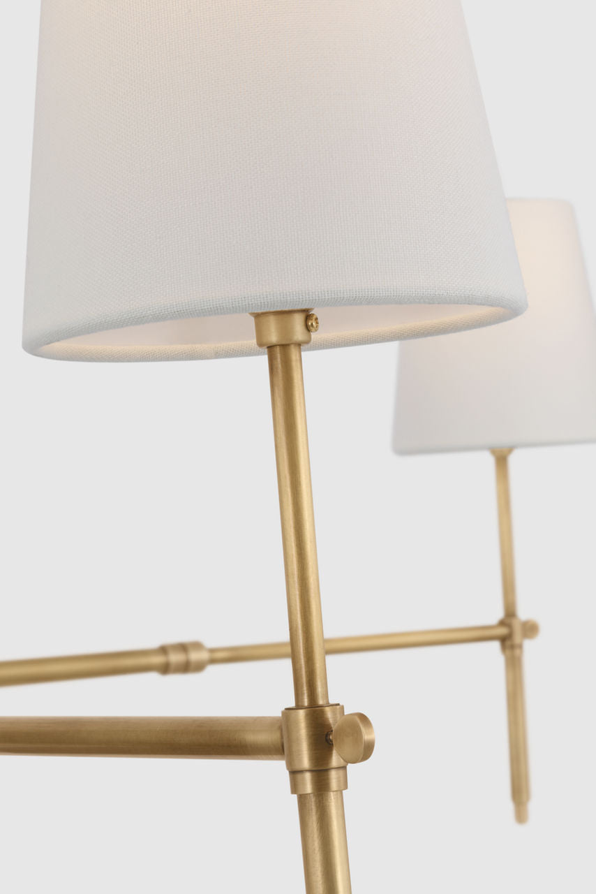 Bryant Grande Chandelier | Hand-Rubbed Antique Brass | Linen Shades