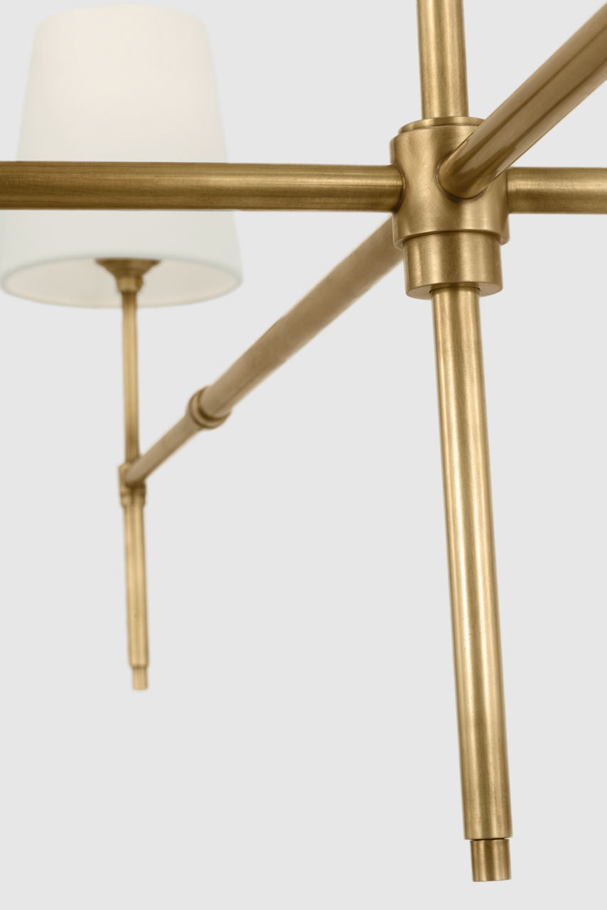 Bryant Grande Chandelier | Hand-Rubbed Antique Brass | Linen Shades