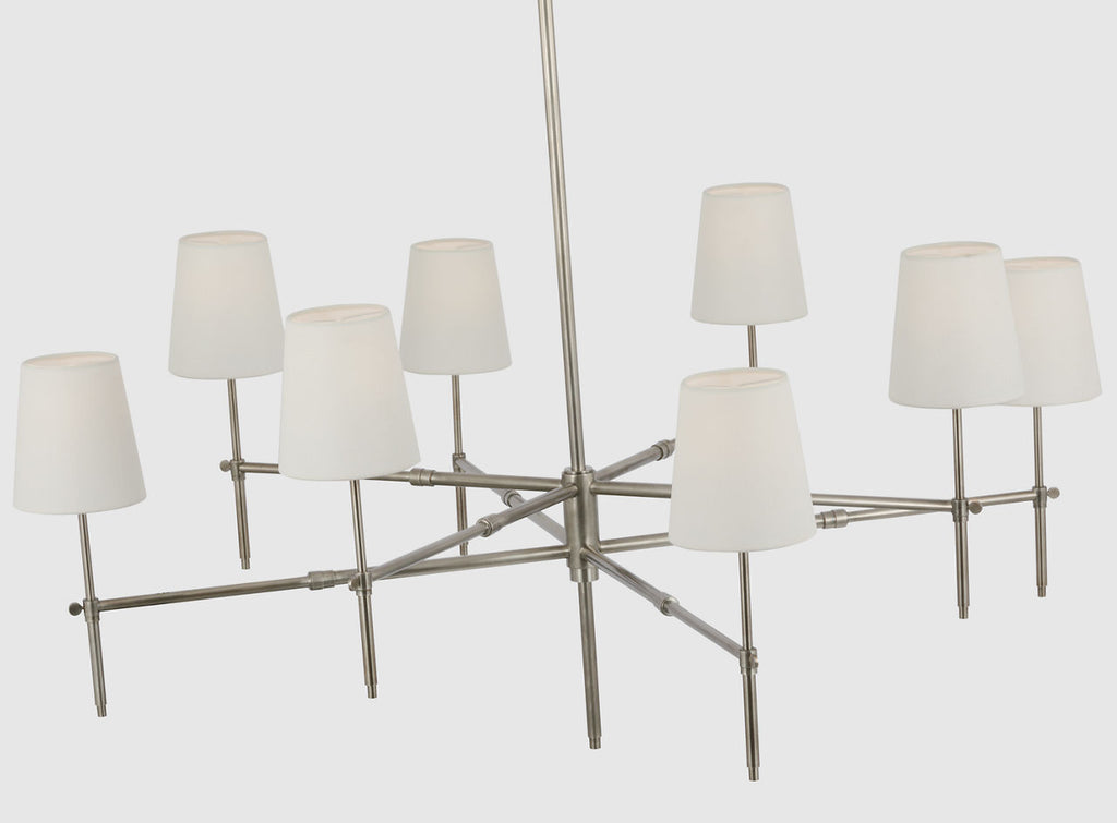 Bryant Extra Large Two Tier Chandelier | Antique Nickel | Linen Shades