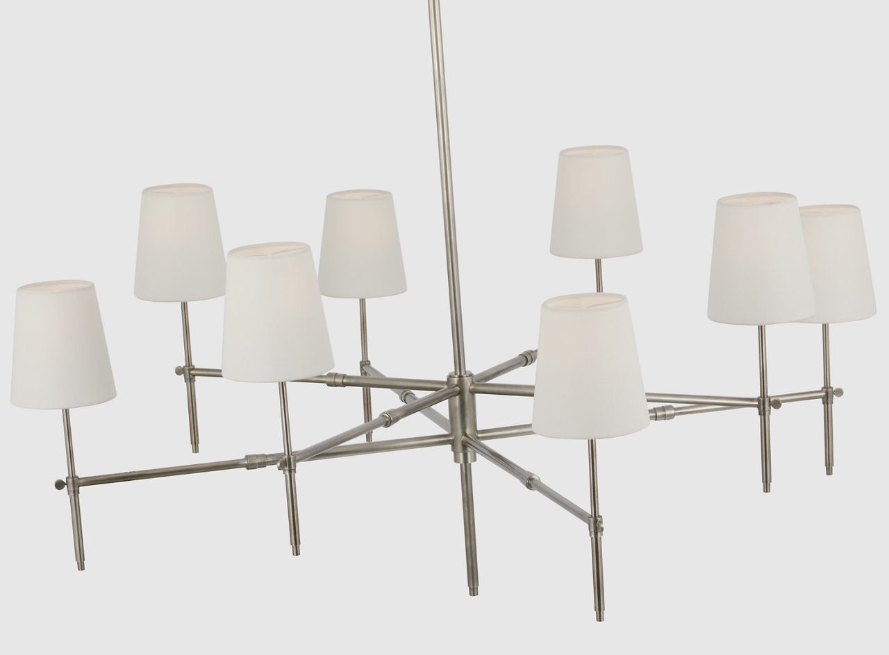 Bryant Extra Large Two Tier Chandelier | Antique Nickel | Linen Shades