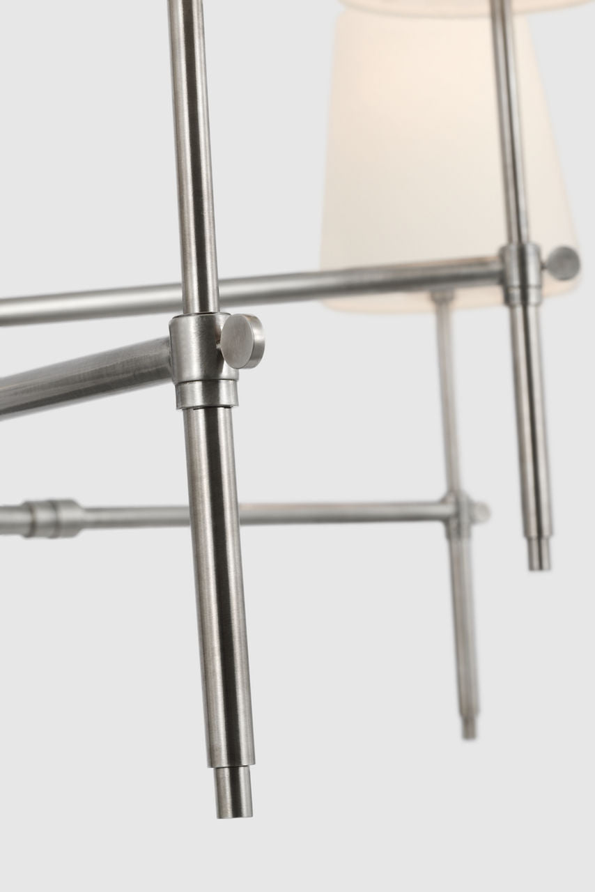 Bryant Extra Large Two Tier Chandelier | Antique Nickel | Linen Shades