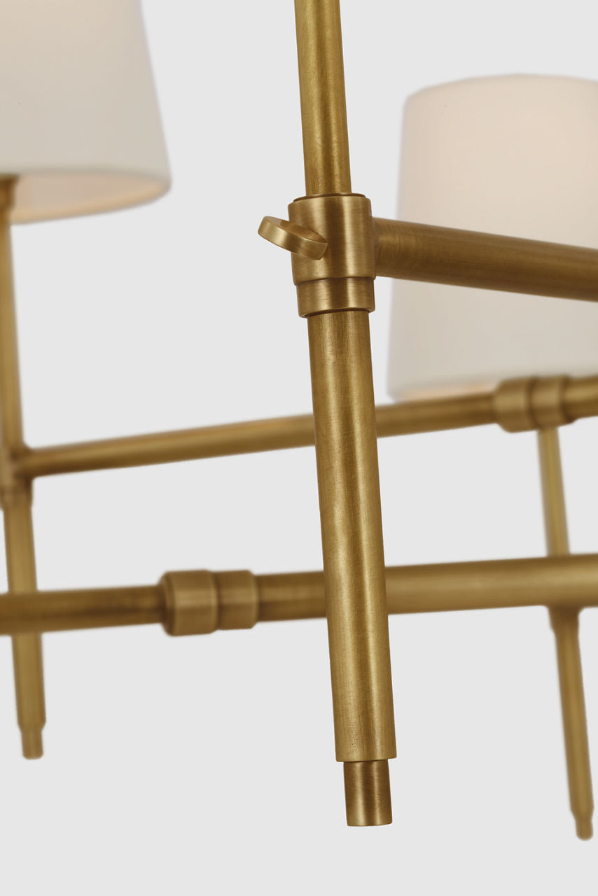 Bryant Extra Large Two Tier Chandelier | Hand-Rubbed Antique Brass | Linen Shades