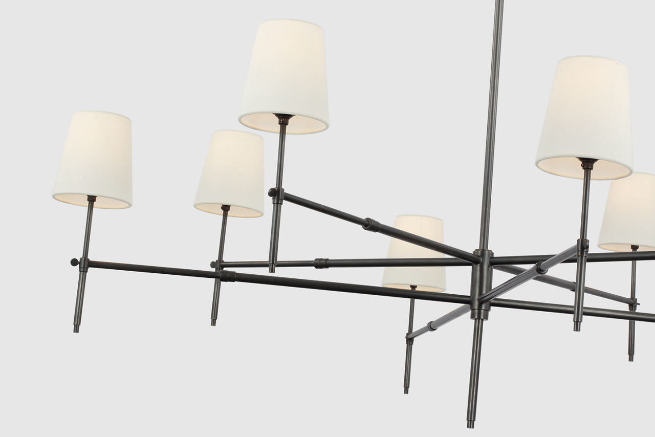 Bryant Grande Two Tier Chandelier | Bronze | Linen Shades