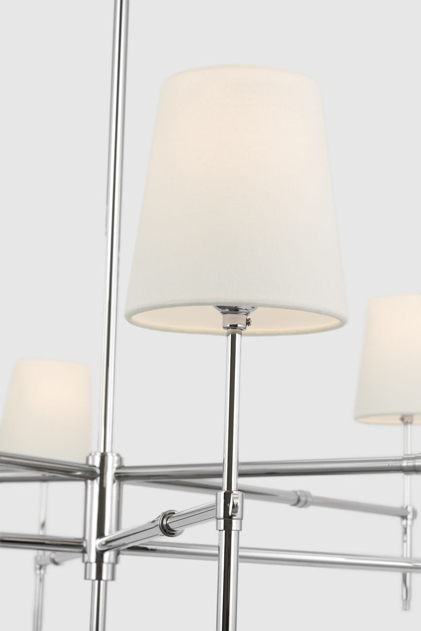 Bryant Grande Two Tier Chandelier | Polished Nickel | Linen Shades