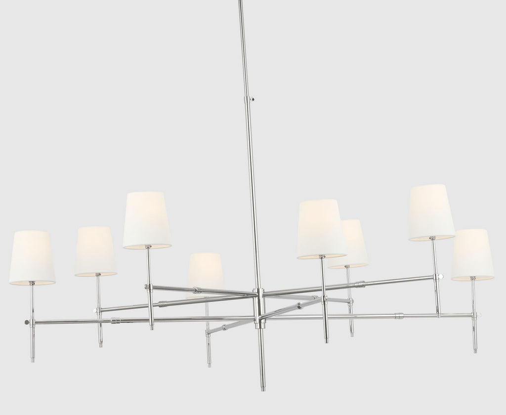Bryant Grande Two Tier Chandelier | Polished Nickel | Linen Shades