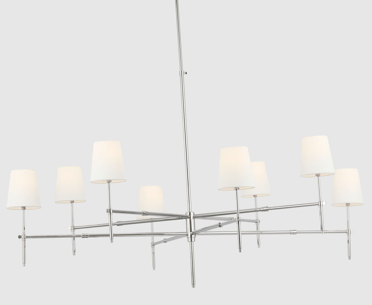 Bryant Grande Two Tier Chandelier | Polished Nickel | Linen Shades