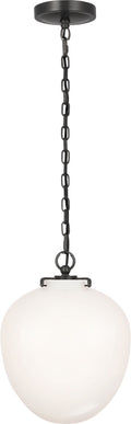 Katie Acorn Pendant | Bronze | White Glass